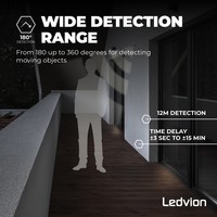 Ledvion Witte Opbouw Bewegingssensor 180° Met Schemerschakelaar 12M Bereik