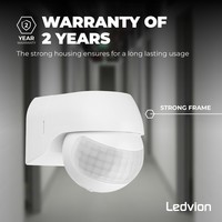 Ledvion Witte Opbouw Bewegingssensor 180° Met Schemerschakelaar 12M Bereik