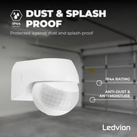 Ledvion Witte Opbouw Bewegingssensor 180° Met Schemerschakelaar 12M Bereik