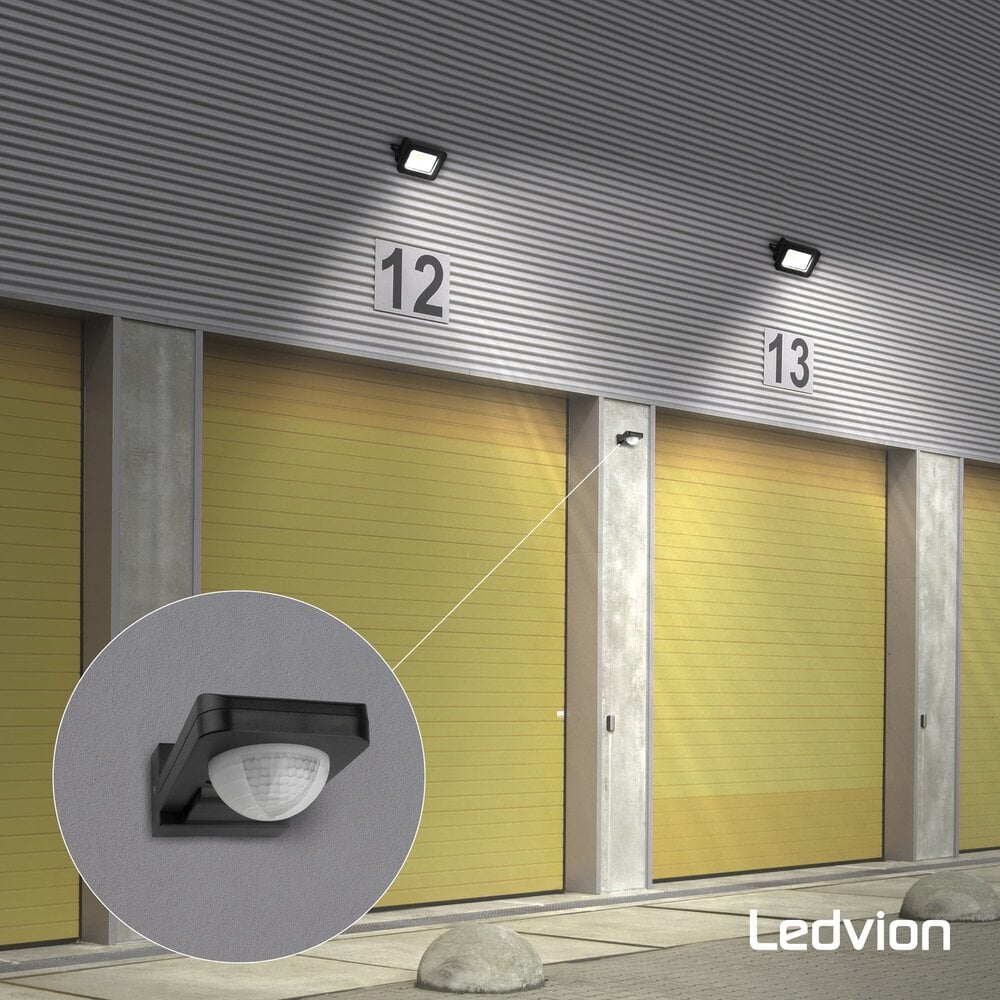 Ledvion Zwarte Opbouw Bewegingssensor 360° Met Schemerschakelaar 20M Bereik - IP65