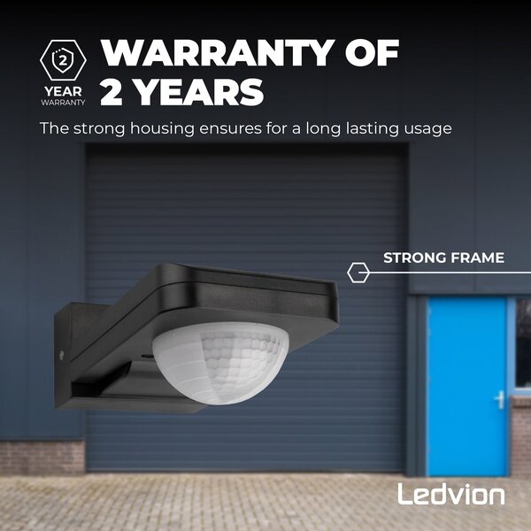 Ledvion Zwarte Opbouw Bewegingssensor 360° Met Schemerschakelaar 20M Bereik - IP65