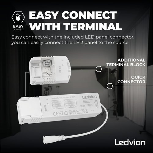 Ledvion Lumileds LED Paneel 60x60 - 40W - 3000K - 100Lm/W - 100 lm/W - 5 Jaar Garantie