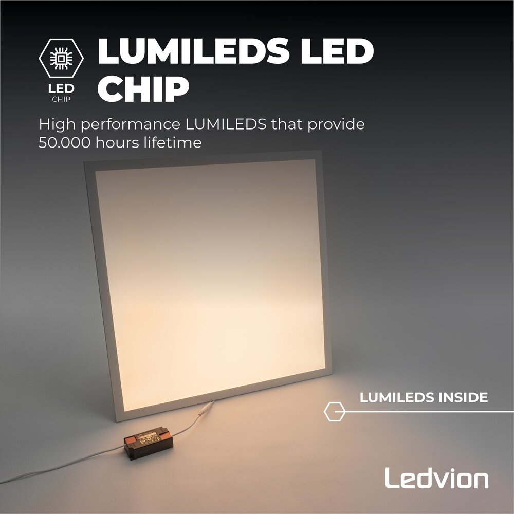 Ledvion Lumileds LED Paneel 60x60 - 36W - 3000K - 117Lm/W - 5 Jaar Garantie