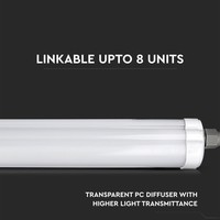 V-TAC IP65 LED Armatuur 120 cm - 36W - 4320 Lumen - 4000K - Koppelbaar