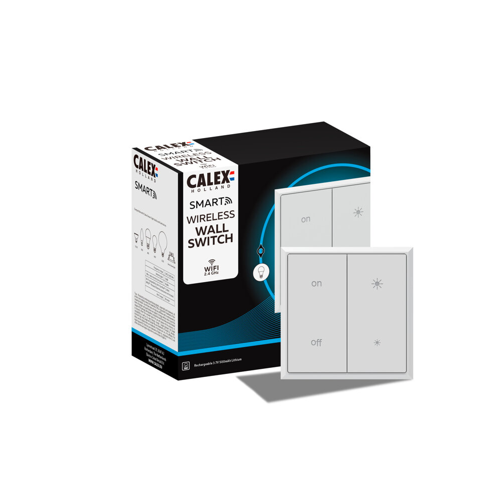 Calex Smart Muurschakelaar/Afstandsbediening - Muurschakelaar - WiFi USB - Incl. Houder - 5 Jaar Garantie