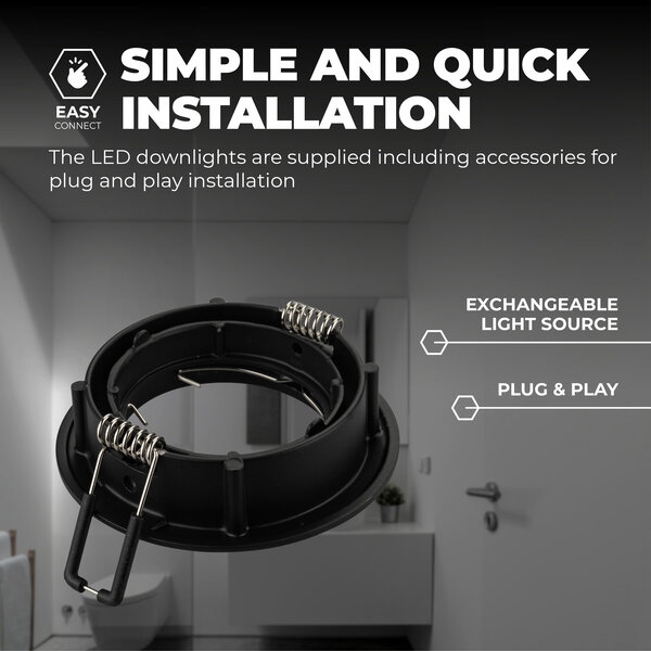 Ledvion Dimbare LED inbouwspot Zwart - Amsterdam - 3W - 2700K - ø82mm