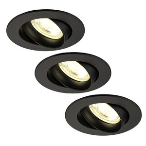 Ledvion Dimbare LED inbouwspots Zwart - Rio - 5W - 2700K - ø85mm - 3 pack Dimbare LED inbouwspots Zwart - Rio - 5W - 2700K - ø85mm - 3 pack