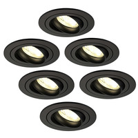 Dimbare LED inbouwspots Zwart - Tokyo - 3W - 2700K - ø92mm - 6 pack