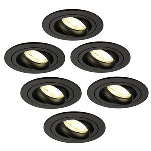 Ledvion Dimbare LED inbouwspots Zwart - Tokyo - 5W - 2700K - ø92mm - 6 pack Dimbare LED inbouwspots Zwart - Tokyo - 5W - 2700K - ø92mm - 6 pack