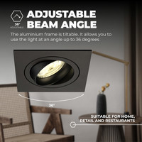 Ledvion Dimbare LED inbouwspot Zwart - Sevilla - 3W - 2700K - 92mm - Vierkant