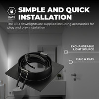 Dimbare LED inbouwspot Zwart - Sevilla - 5W - 2700K - 92mm - Vierkant Ledvion Dimbare LED inbouwspot Zwart - Sevilla - 5W - 2700K - 92mm - Vierkant