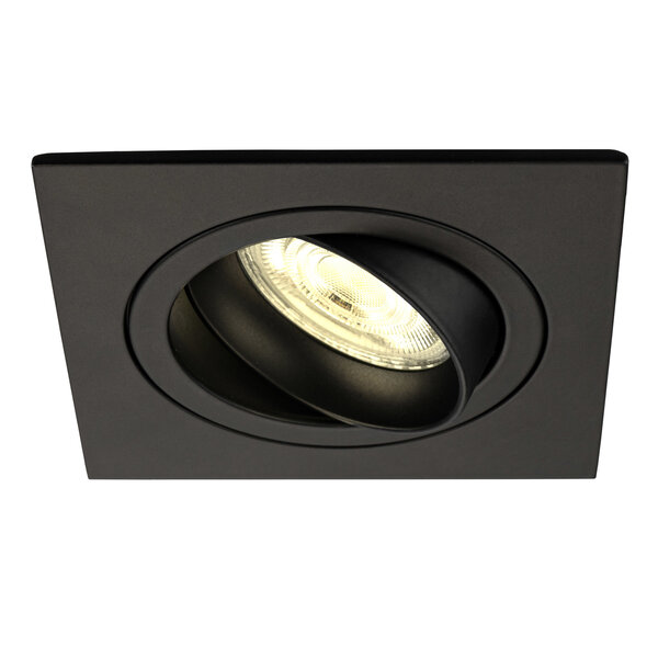 Ledvion Dimbare LED inbouwspot Zwart - Sevilla - 5W - 2700K - 92mm - Vierkant