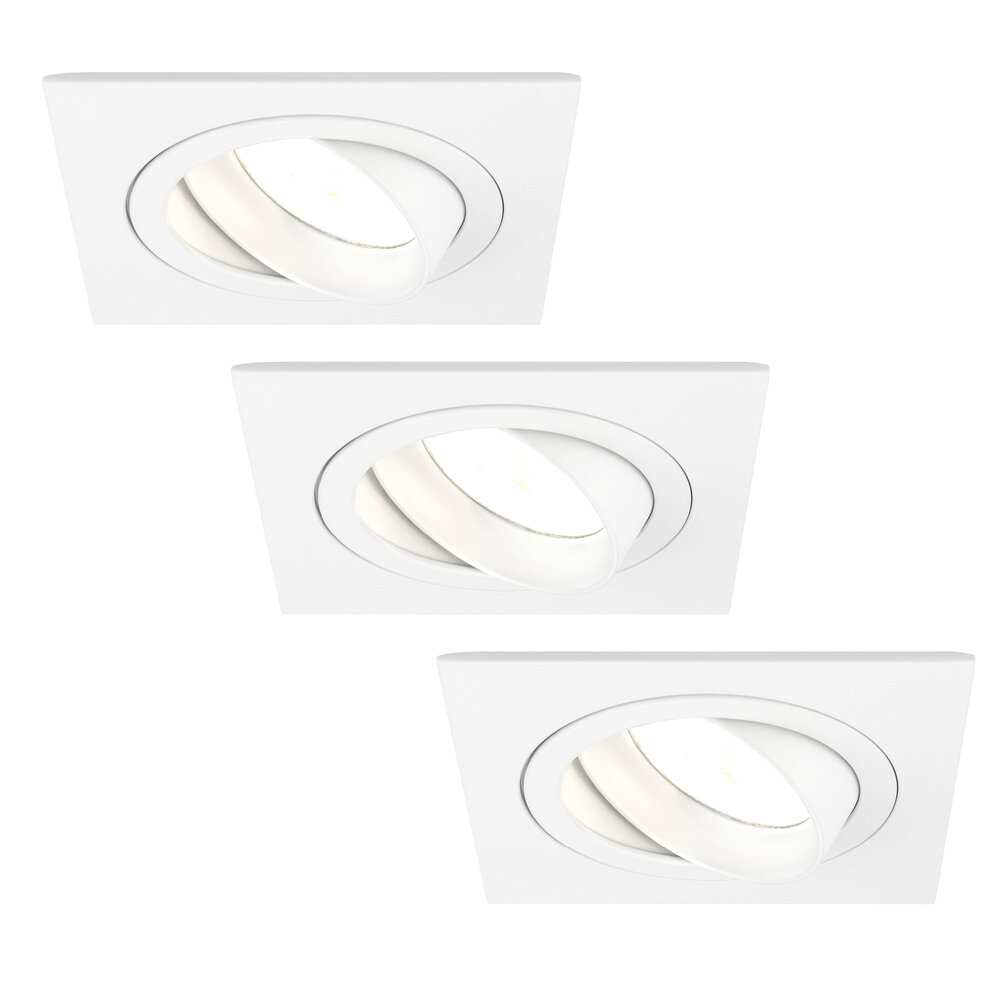 Ledvion Dimbare LED inbouwspot Wit - Sevilla - 5W - 2700K - 92mm - Vierkant - 3 pack