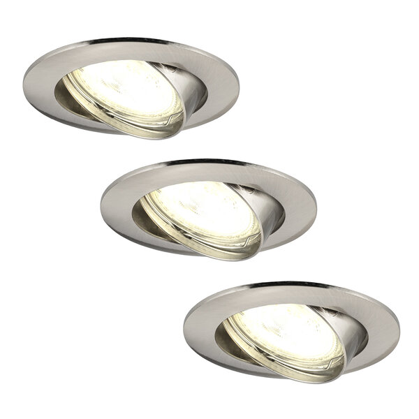 Ledvion Dimbare LED inbouwspots RVS - Amsterdam - 3W - 2700K - ø82mm - 3 pack