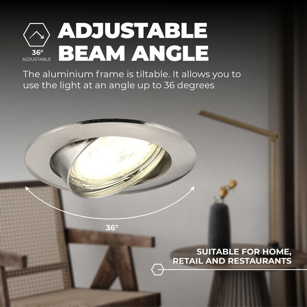Ledvion Dimbare LED inbouwspots RVS - Amsterdam - 3W - 2700K - ø82mm - 3 pack