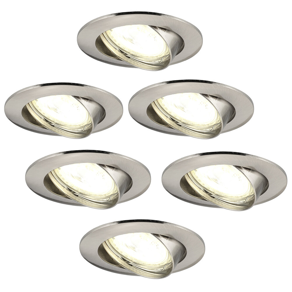 Ledvion Dimbare LED inbouwspots RVS - Amsterdam - 5W - 2700K - ø82mm - 6 pack