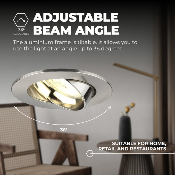 Ledvion Dimbare LED inbouwspot RVS - Rio - 3W - 2700K - ø85mm