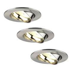 Dimbare LED inbouwspots RVS - Rio - 5W - 2700K - ø85mm - 3 pack