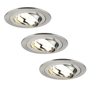 Ledvion Dimbare LED inbouwspots RVS - Tokyo - 5W - 2700K - ø92mm - 3 pack Dimbare LED inbouwspots RVS - Tokyo - 5W - 2700K - ø92mm - 3 pack