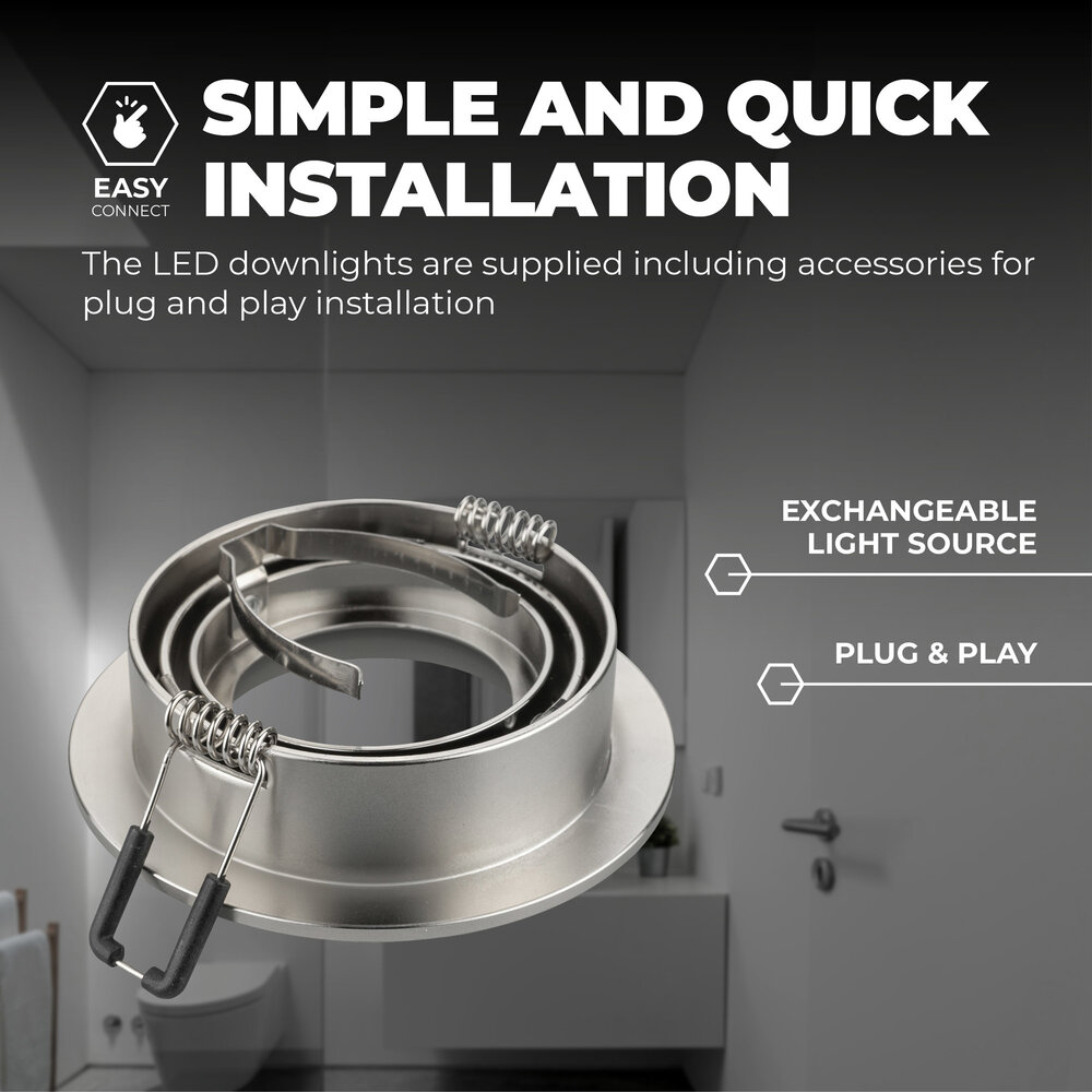 Ledvion Dimbare LED inbouwspots RVS - Tokyo - 3W - 2700K - ø92mm - 6 pack