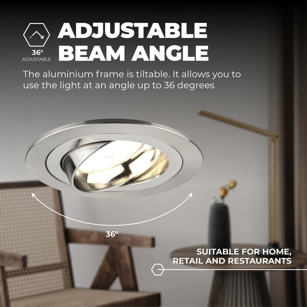 Ledvion Dimbare LED inbouwspots RVS - Tokyo - 3W - 2700K - ø92mm - 6 pack