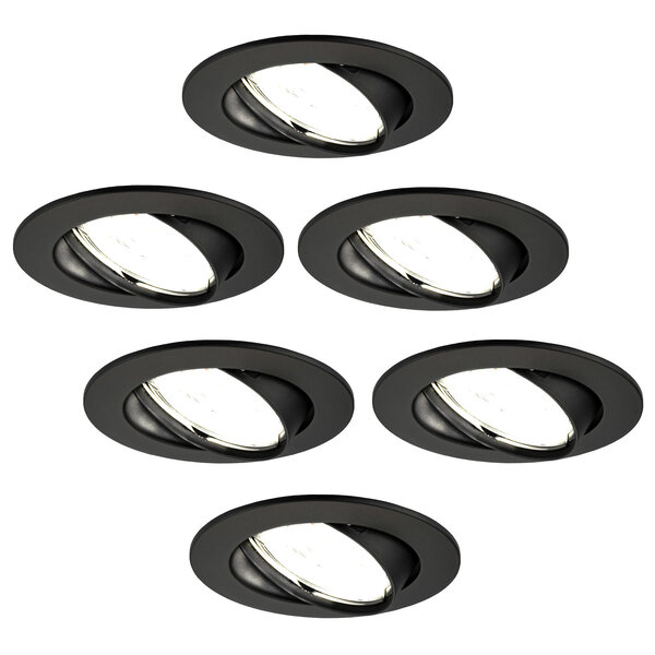 Ledvion Dimbare LED inbouwspot Zwart - Amsterdam - 5W - 4000K - ø82mm - 6 pack