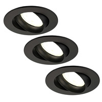 Dimbare LED inbouwspot Zwart - Rio - 3W - 4000K - ø85mm - 3 pack