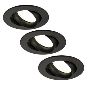 Ledvion Dimbare LED inbouwspot Zwart - Rio - 5W - 4000K - ø85mm - 3 pack Dimbare LED inbouwspot Zwart - Rio - 5W - 4000K - ø85mm - 3 pack