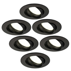 Dimbare LED inbouwspot Zwart - Rio - 5W - 4000K - ø85mm - 6 pack