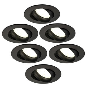 Ledvion Dimbare LED inbouwspot Zwart - Rio - 5W - 4000K - ø85mm - 6 pack Dimbare LED inbouwspot Zwart - Rio - 5W - 4000K - ø85mm - 6 pack