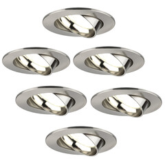 Dimbare LED inbouwspot RVS - Rio - 5W - 4000K - ø85mm - 6 pack