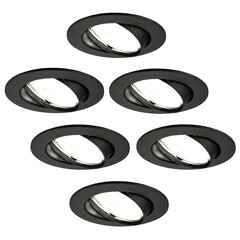 Dimbare LED inbouwspot Zwart - Amsterdam - 5W - 6500K - ø82mm - 6 pack