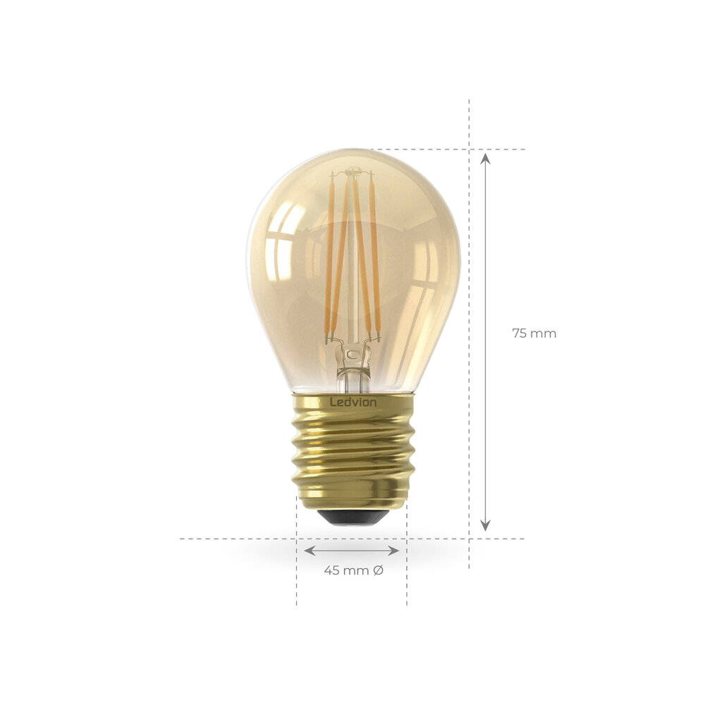 Ledvion 6x E27 LED Lamp Filament - 1W - 2100K - 50 Lumen - Gold