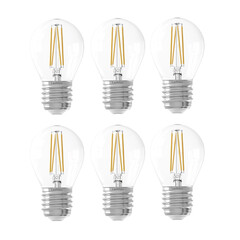 6x E27 LED Lamp Filament - 1W - 2100K - 50 Lumen - Clear