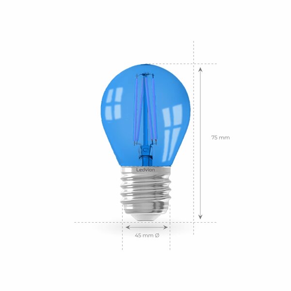 Ledvion 5-pack E27 LED Lamp Filament - 1W - 2100K - 50 Lumen - Gekleurd