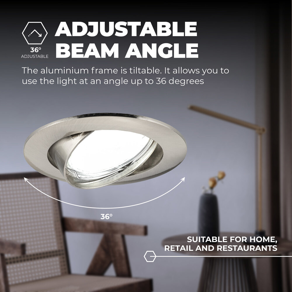 Ledvion Dimbare LED inbouwspot RVS - Amsterdam - 3W - 6500K - ø82mm - 6 pack