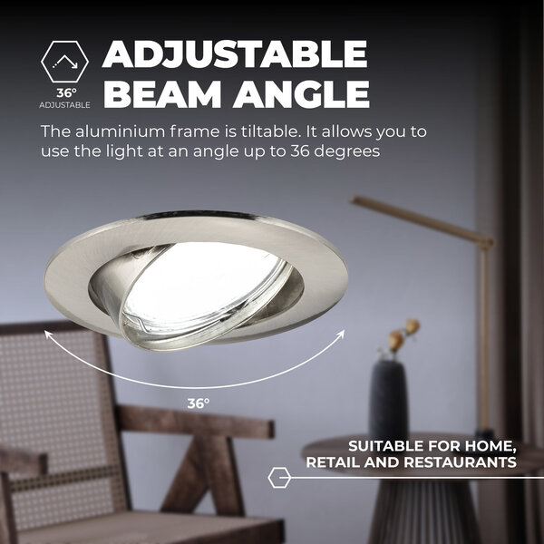 Ledvion Dimbare LED inbouwspot RVS - Amsterdam - 3W - 6500K - ø82mm - 6 pack