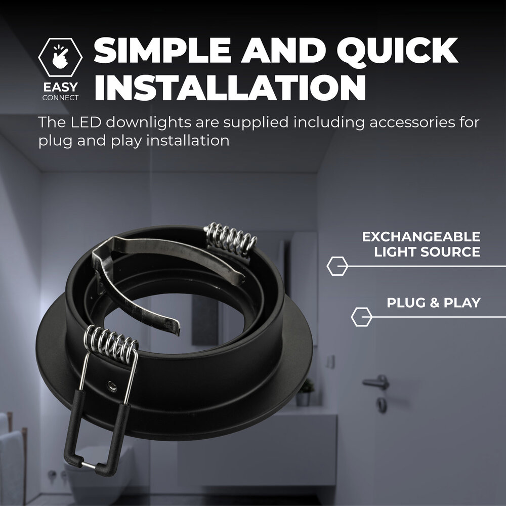 Ledvion Dimbare LED inbouwspot Zwart - Rio - 3W - 6500K - ø85mm