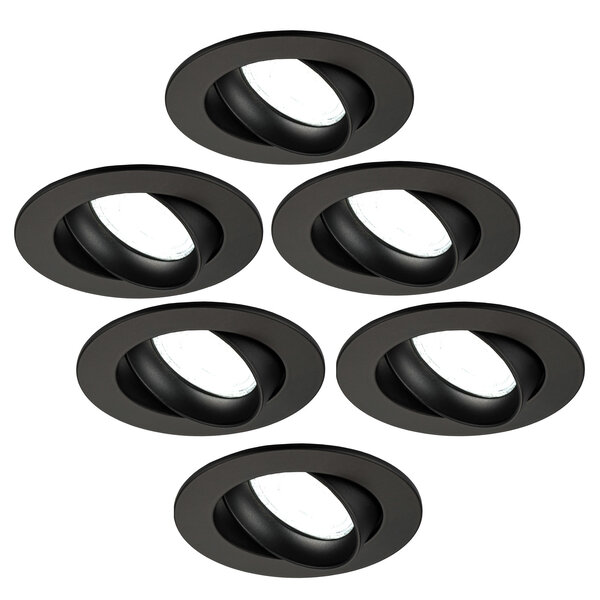 Ledvion Dimbare LED inbouwspot Zwart - Rio - 3W - 6500K - ø85mm - 6 pack