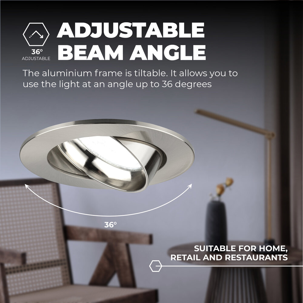 Ledvion Dimbare LED inbouwspot RVS - Rio - 3W - 6500K - ø85mm - 3 pack