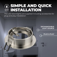 Ledvion Dimbare LED inbouwspot RVS - Rio - 3W - 6500K - ø85mm - 3 pack