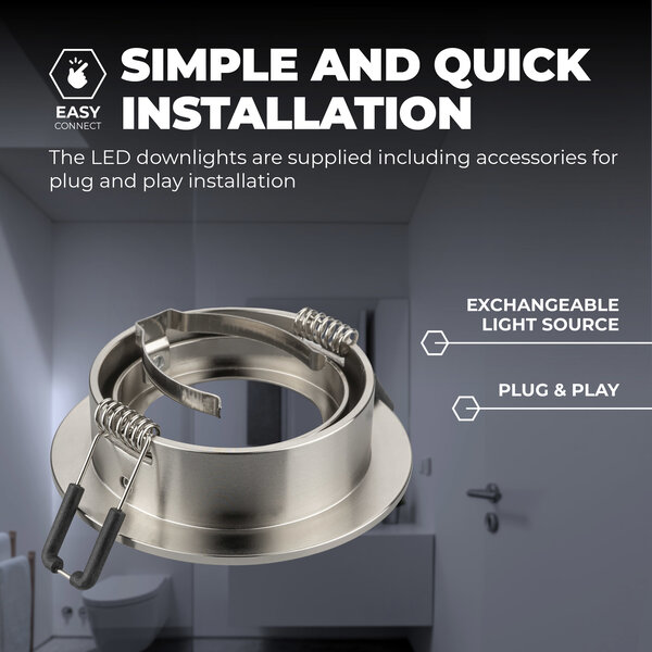 Ledvion Dimbare LED inbouwspot RVS - Rio - 3W - 6500K - ø85mm - 3 pack