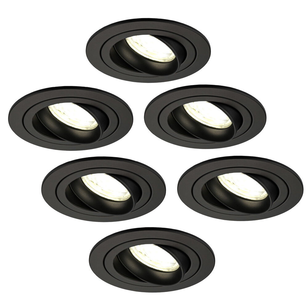 Ledvion Dimbare LED inbouwspot Zwart - Tokyo - 5W - 4000K - ø92mm - 6 pack