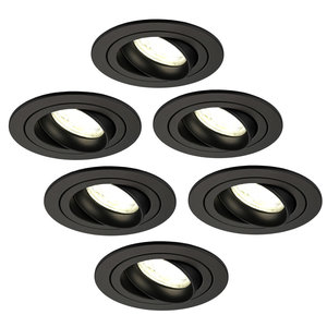 Ledvion Dimbare LED inbouwspot Zwart - Tokyo - 5W - 4000K - ø92mm - 6 pack Dimbare LED inbouwspot Zwart - Tokyo - 5W - 4000K - ø92mm - 6 pack