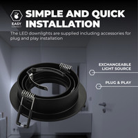 Ledvion Dimbare LED inbouwspot Zwart - Tokyo - 3W - 6500K - ø92mm