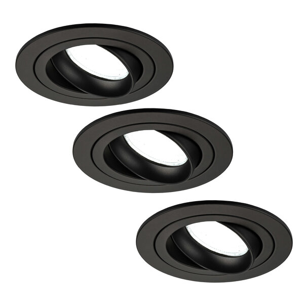 Ledvion Dimbare LED inbouwspot Zwart - Tokyo - 3W - 6500K - ø92mm - 3 pack