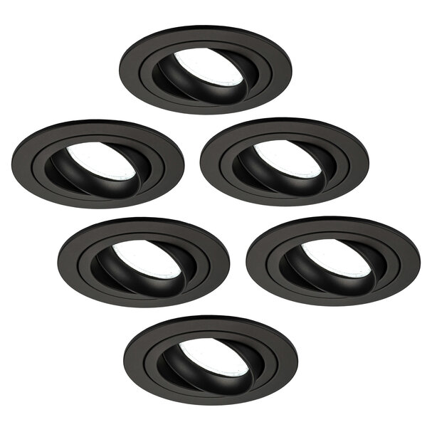 Ledvion Dimbare LED inbouwspot Zwart - Tokyo - 3W - 6500K - ø92mm - 6 pack