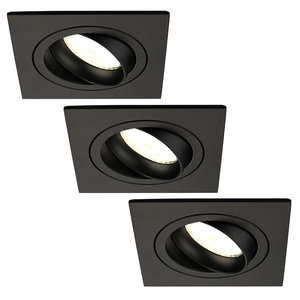Ledvion Dimbare LED inbouwspot Zwart - Sevilla - 5W - 4000K - 92mm - Vierkant - 3 pack Dimbare LED inbouwspot Zwart - Sevilla - 5W - 4000K - 92mm - Vierkant - 3 pack