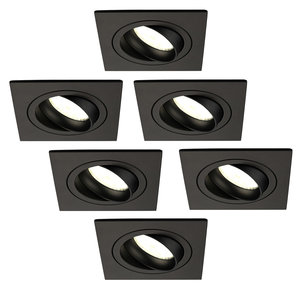 Ledvion Dimbare LED inbouwspot Zwart - Sevilla - 5W - 4000K - 92mm - Vierkant - 6 pack Dimbare LED inbouwspot Zwart - Sevilla - 5W - 4000K - 92mm - Vierkant - 6 pack