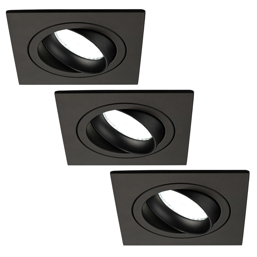 Ledvion Dimbare LED inbouwspot Zwart - Sevilla - 5W - 6500K - 92mm - Vierkant - 3 pack